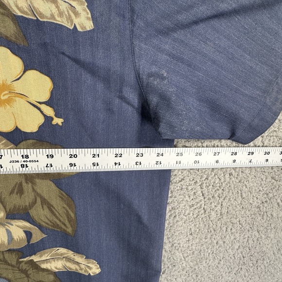 Joe Marlin Hawaiian Shirt Mens Large Blue Floral Button Up Short Sleeve Tropical - Picture 5 of 8